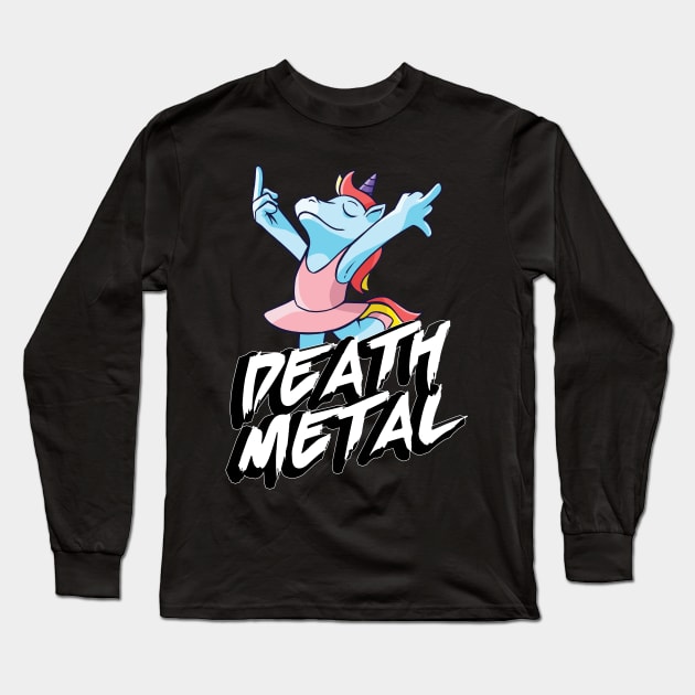 Death Metal Unicorn Middlefinger Long Sleeve T-Shirt by PlimPlom